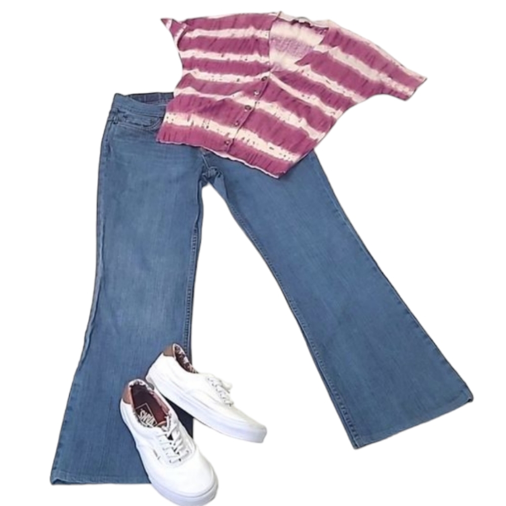 Flare Leg Jeans by X2 Denim Laboratory Mid Waist Rise Bell Bottom Whiskered Boho
